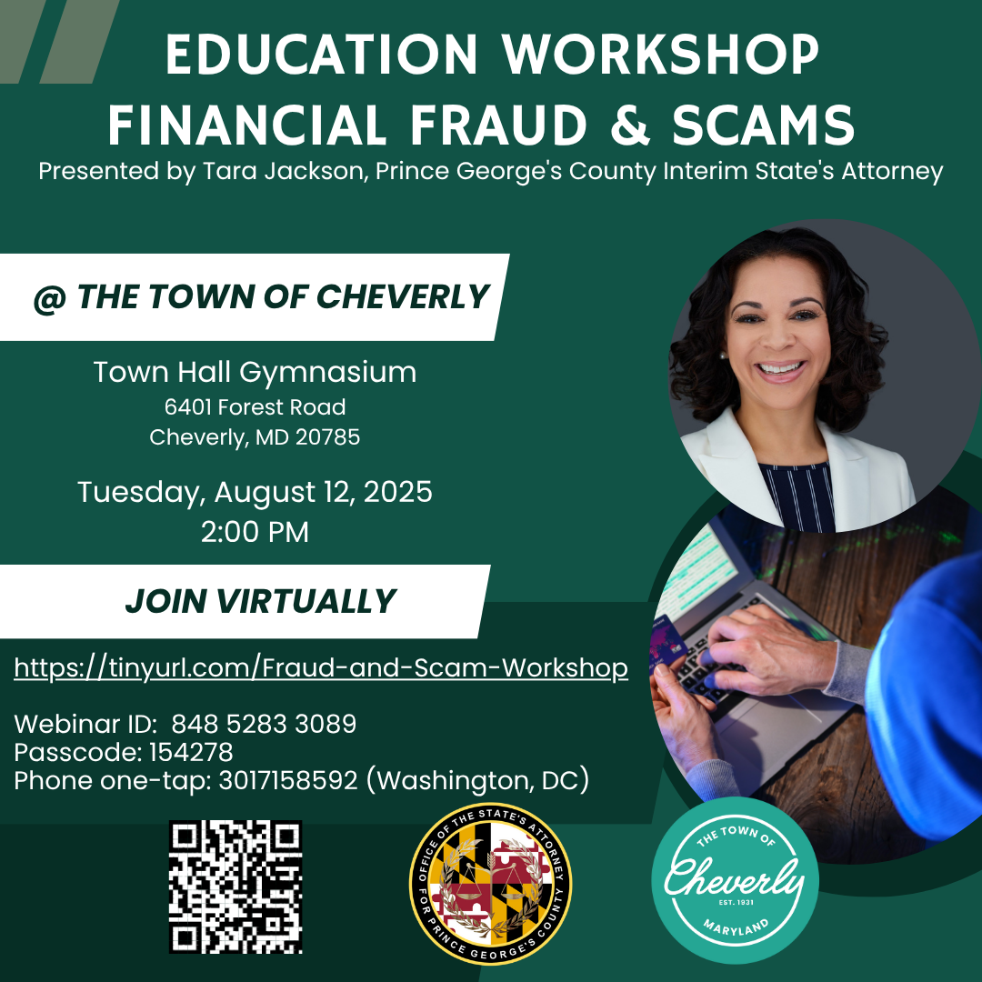 Education Worshop Financial Fraud and Scams with seal